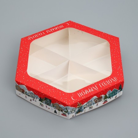 Folding box “Happy New Year!”, City, 23 x 23x 4 cm, New Year-1