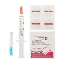 Смазка для вентиляторов REXANT SX-2, шприц, салфетки, наклейки, 2 мл