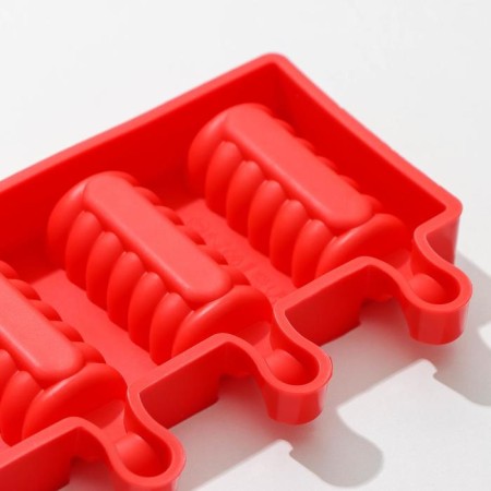 Form for ice cream shares "Monica", silicone, 19.5 × 11 cm, 4 cells (6.7 × 3.2 cm), color mix-3