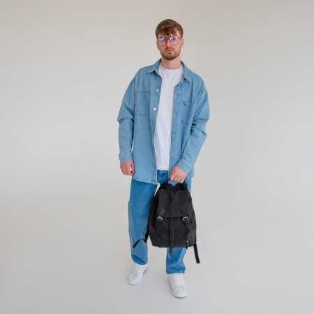 Male City Backpack, Textura, Textile, Black Color-8