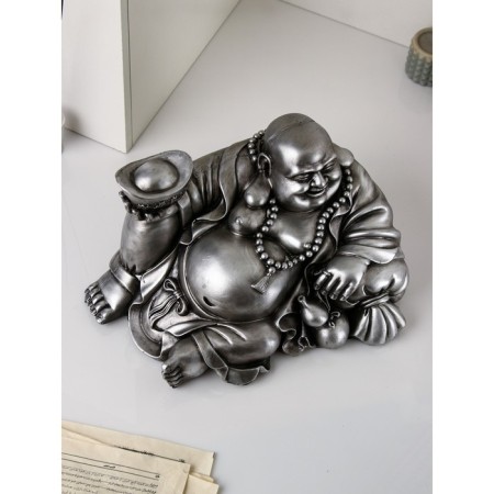 Figure "Necke", Polystone, 25 cm, silver color-4