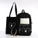 School set. A backpack with a zipper, a core, a bag, a pencil case, a bag for coins, black color