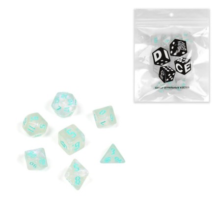 A set of cubes for D&D (Dungeons and Dragons, DND) "Game time", Series: D&D, 7 pcs, blue