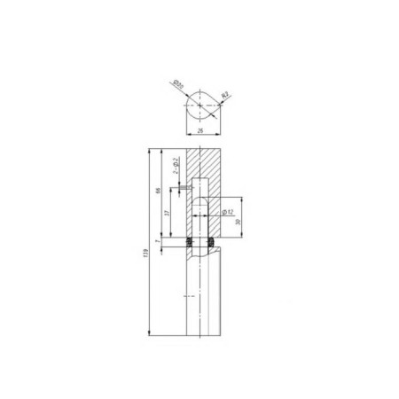 Weld loop T120141 with a bearing, 141x20 mm, without chamfers-1