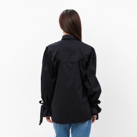 Women's shirt with ribbons MIST, size 46, black-6
