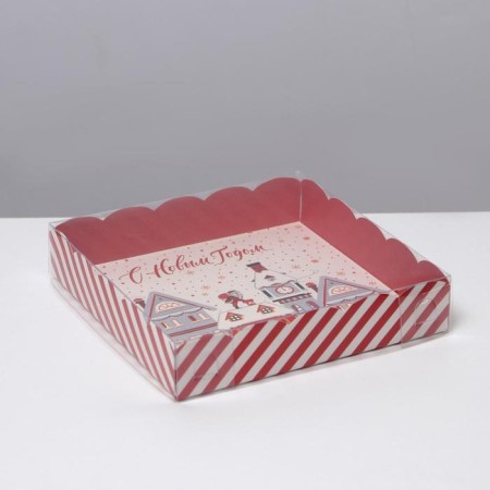 Box for confectionery products with PVC “Waiting for a miracle”, 15 x 15 x 3 cm, New Year-2