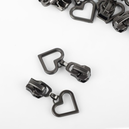 Automatic lock for metal zippers, No. 5, decorative, 10 pcs, black nickel color-2