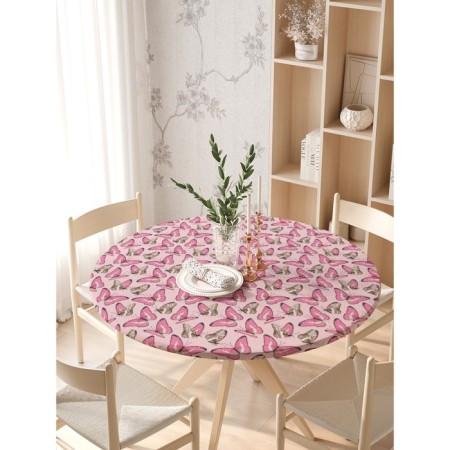 The tablecloth “Many butterflies”, round, oxford, elastic band, size 140x140 cm, diameter 105-120 cm-2