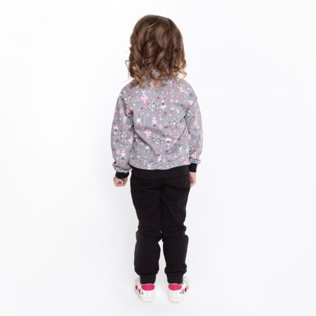 Suit for a girl (sweatshirt, trousers), gray/bunnies, height 98 cm-4