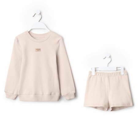 Kidsa (sweatshirt, shorts) minku, beige color, height 110 cm-5