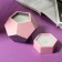 Candle in the candlestick "Pink and Gray", 12 x 8.5 cm