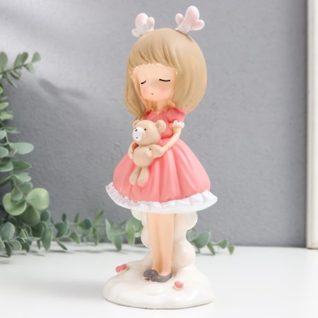 Polystone souvenir "Girl with deer horns and a bear in the hands" MIX 8x9.5x20.5 cm-3