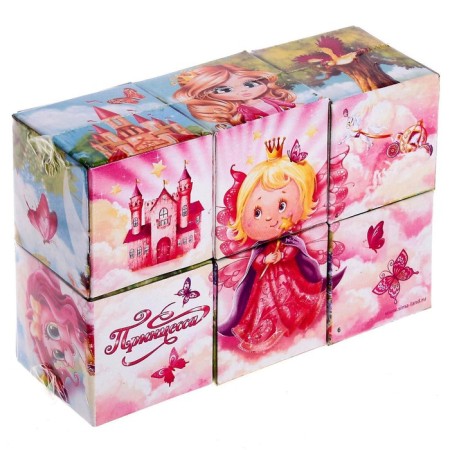Cubes "princesses" cardboard, 6 pieces, according to the Montessori methodology-2