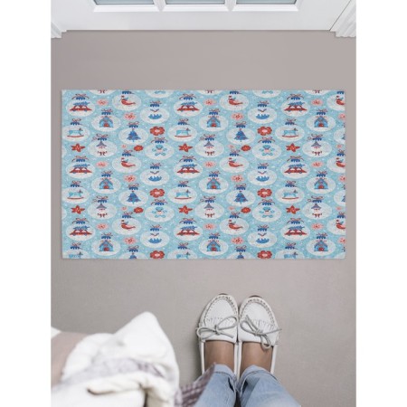 Famous rug in the hallway "New Year's balls", size 45x75 cm
