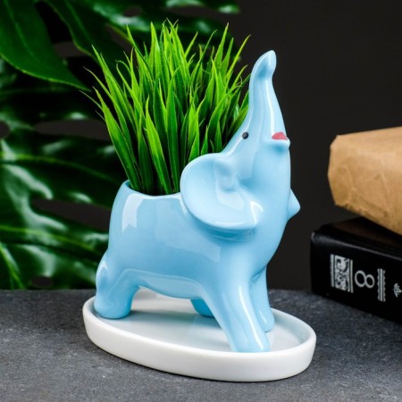 Pot "Elephant Gideon" Blue, 14.5x7.5x12cm