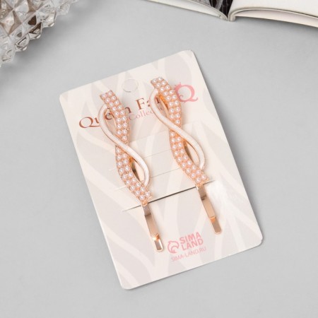 Invisibility for hair "Kalie" (set 2 pcs) wave, 6 cm, pink gold-2