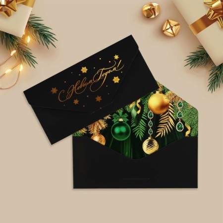 A set of gift envelopes “Happy New Year”, 8 pieces, software touch, embossing, 19 x 9.2 cm, New Year-11