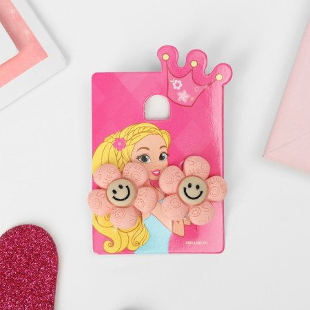 Clips children's “chosen” flower smile, the color is pink-brown-3