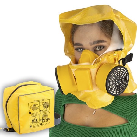 Universal filtering small-sized self-rescuer "Chance" with a half-mast