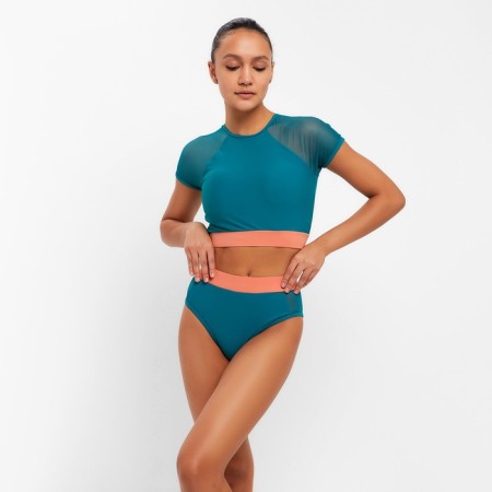 Separate Minaku swimsuit with closed shoulders, emerald color, size 48-3