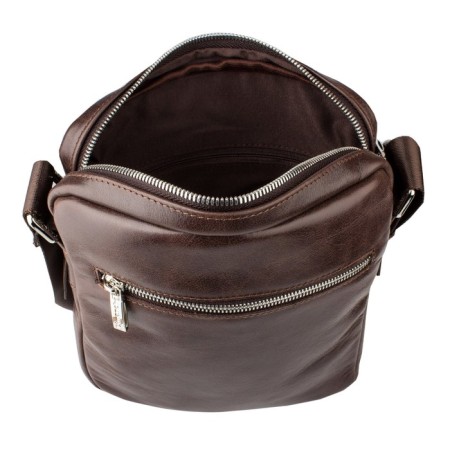 Male bag, lightning department, 2 outer pockets, adjustable belt, brown color-2