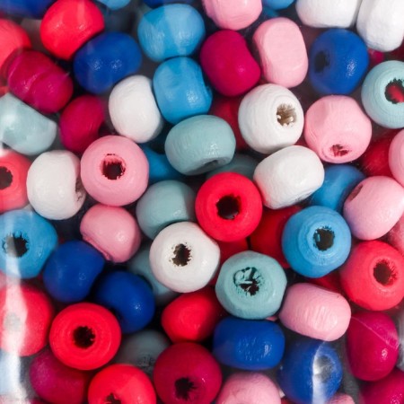 Set of wooden beads "Astra" blue-pink mix, 6mm, 18g-4