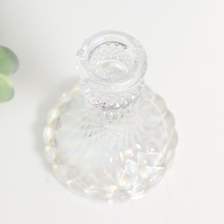 Glass Glass for 1 candle "Geneva" d-2.2 cm transparent holography 10.5x7.7x7.7 cm-2