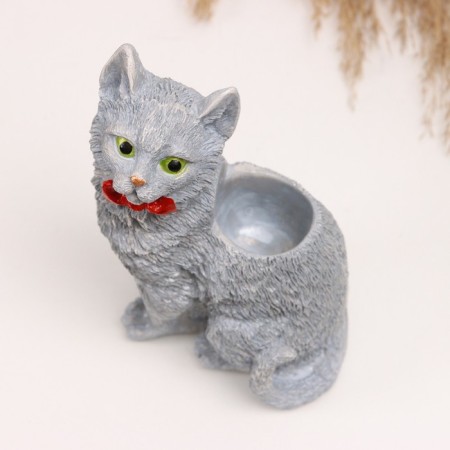 VAZ - Pencil "Cat with a bow" 15x12x10cm, gray-4