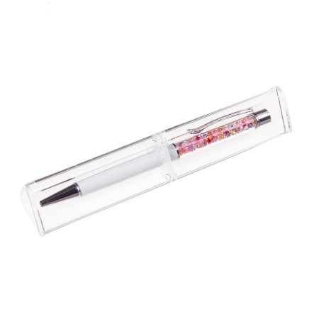 Gift handle, ball "rhinestones" in a plastic case, rotary, white-2