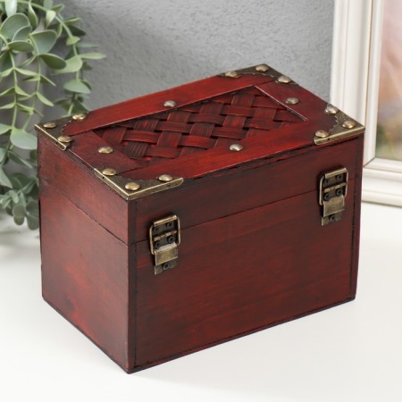 Casket Street Wood "Book. With rivets" Brown 17.8x11.5x12.8 cm-3