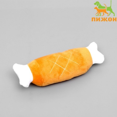 Dog toy "Soft Bone" with a squeak, 19 cm, orange