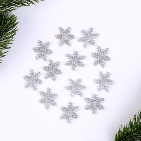 New Year's set for decor "Snowflakes" 12 pcs., Silver color