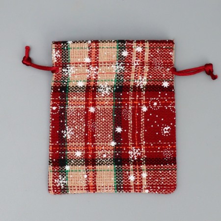 Bag Gift canvas “Fairy Tale in the Forest”, snowflakes, 10 x12 cm +/- 1.5 cm, New Year-5