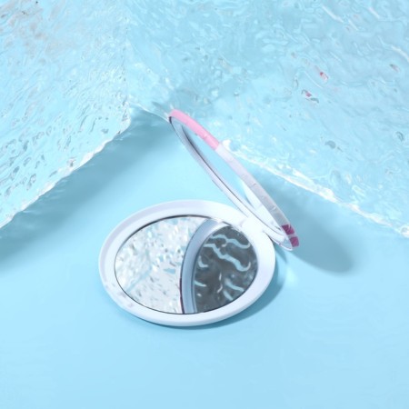 Flaming folding mirror, d = 7.5 cm, pink color-2