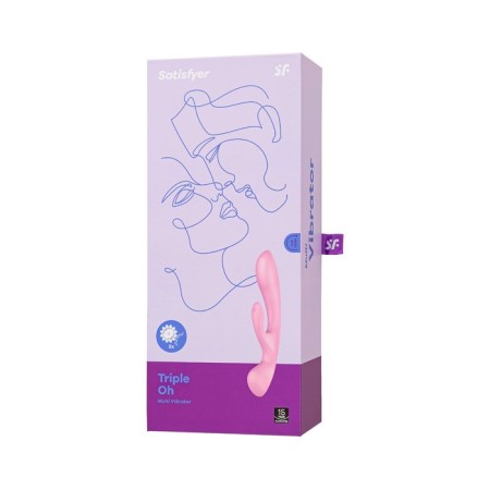 Unrealistic vibrator Satiffyer Triple OH, 24 cm, silicone, pink color-2