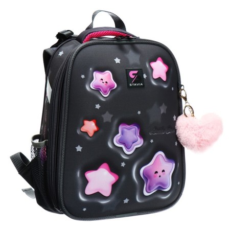 School backpack 38 x 30 x 16 cm, ergonomic back, stavia "stars", gray-1