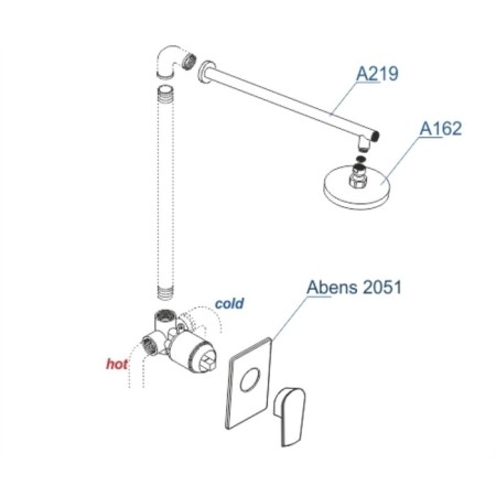 The shower system waserkraft a20219, built -in, tropical shower, black-2
