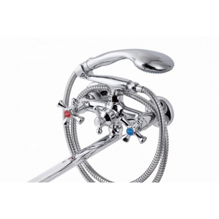 Fauzt FZS-421-07 bath mixer, two-wound, long spout, shower, chrome-1