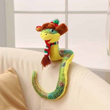 Soft toy "Snake", in a hat ear and a scarf, 15 cm-3