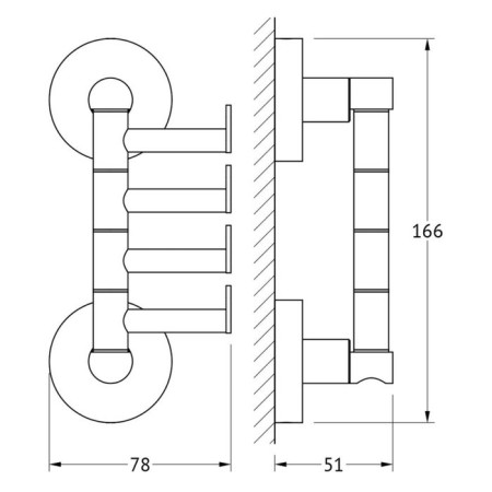 Four rotary hook, chrome, artwelle-1