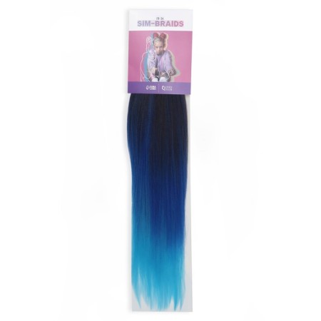SIM-BRAIDS Kanecalon is three-color, corrugated, 65 cm, 90 gr, blue/blue/black (#FR-34)-2