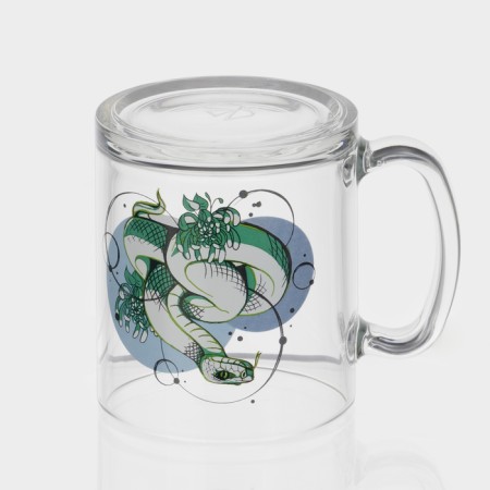 New Year's glass tea mug "Snakes", 320 ml, mix-4