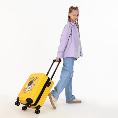 Small suitcase 18 ", lightning department, 4 wheels, yellow color-9