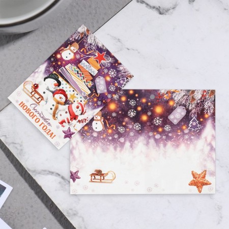 Postcard-Shildik "Happy New Year!" Snowmen, 11.5x8.5 cm-1