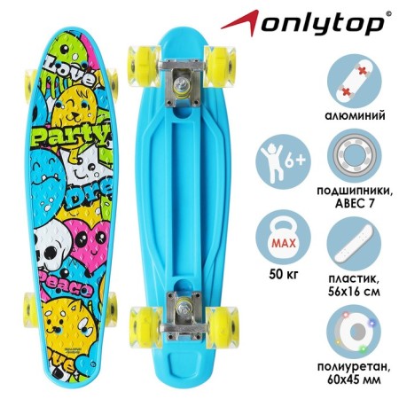 Penniboard Onlytop "Epences", 56 x 16 cm, light wheels PU 60 x 45 mm, ABEC 7, aluminum suspension