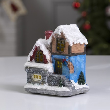 LED figure "snow -covered house" 9 × 10 × 6 cm, polystone, batteries AAAX3 (not in the kit), glow of multi-2