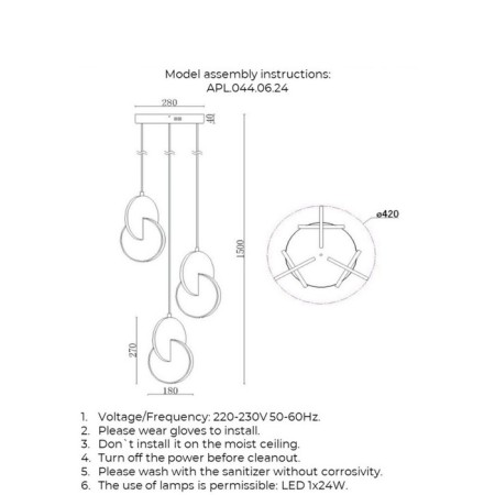 Suspended Mila LED 4000K 24W lamp-3