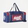 Sports bag with lightning, with an increase, 3 outer pockets, a long belt, blue/red color