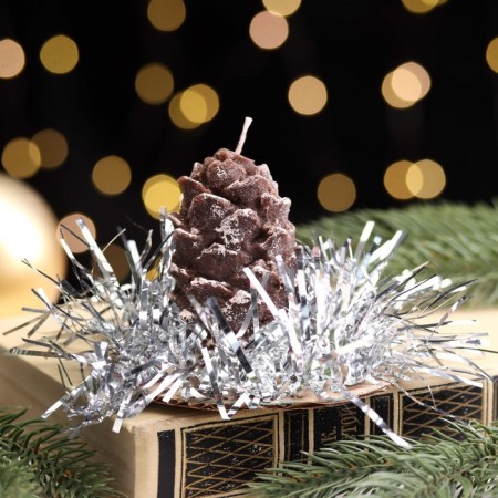 New Year's candle "Bump with spruce decor", 7 cm, brown mix-7