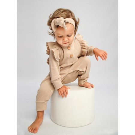 Children's overalls with ruffles fashion, height 68 cm, beige color-2